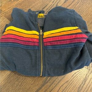 Kids aviator nation Navy Hoodie with Rainbow Stripes